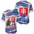 Slovakia Christmas Baseball Jersey with Bear Holding Tree Gingerbread Cookies and Red Blue Snowflake Pattern Design - Wonder Print Shop