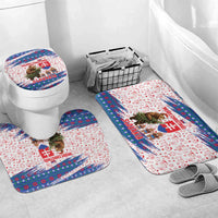 Slovakia Christmas Bathroom Set with Bear Holding Tree Gingerbread Cookies and Red Blue Snowflake Pattern Design - Wonder Print Shop