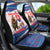 Slovakia Christmas Car Seat Cover with Bear Holding Tree Gingerbread Cookies and Red Blue Snowflake Pattern Design - Wonder Print Shop