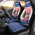 Slovakia Christmas Car Seat Cover with Bear Holding Tree Gingerbread Cookies and Red Blue Snowflake Pattern Design - Wonder Print Shop