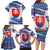 Slovakia Christmas Family Matching Long Sleeve Bodycon Dress and Hawaiian Shirt with Bear Holding Tree Gingerbread Cookies and Red Blue Snowflake Pattern Design - Wonder Print Shop