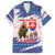 Slovakia Christmas Family Matching Long Sleeve Bodycon Dress and Hawaiian Shirt with Bear Holding Tree Gingerbread Cookies and Red Blue Snowflake Pattern Design - Wonder Print Shop