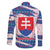 Slovakia Christmas Family Matching Long Sleeve Bodycon Dress and Hawaiian Shirt with Bear Holding Tree Gingerbread Cookies and Red Blue Snowflake Pattern Design - Wonder Print Shop