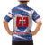 Slovakia Christmas Family Matching Mermaid Dress and Hawaiian Shirt with Bear Holding Tree Gingerbread Cookies and Red Blue Snowflake Pattern Design - Wonder Print Shop