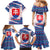 Slovakia Christmas Family Matching Mermaid Dress and Hawaiian Shirt with Bear Holding Tree Gingerbread Cookies and Red Blue Snowflake Pattern Design - Wonder Print Shop