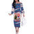 Slovakia Christmas Family Matching Off The Shoulder Long Sleeve Dress and Hawaiian Shirt with Bear Holding Tree Gingerbread Cookies and Red Blue Snowflake Pattern Design - Wonder Print Shop
