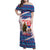Slovakia Christmas Family Matching Off Shoulder Maxi Dress and Hawaiian Shirt with Bear Holding Tree Gingerbread Cookies and Red Blue Snowflake Pattern Design - Wonder Print Shop