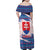 Slovakia Christmas Family Matching Off Shoulder Maxi Dress and Hawaiian Shirt with Bear Holding Tree Gingerbread Cookies and Red Blue Snowflake Pattern Design - Wonder Print Shop