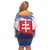 Slovakia Christmas Family Matching Off Shoulder Short Dress and Hawaiian Shirt with Bear Holding Tree Gingerbread Cookies and Red Blue Snowflake Pattern Design - Wonder Print Shop
