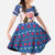 Slovakia Christmas Family Matching Short Sleeve Bodycon Dress and Hawaiian Shirt with Bear Holding Tree Gingerbread Cookies and Red Blue Snowflake Pattern Design - Wonder Print Shop