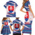 Slovakia Christmas Family Matching Short Sleeve Bodycon Dress and Hawaiian Shirt with Bear Holding Tree Gingerbread Cookies and Red Blue Snowflake Pattern Design - Wonder Print Shop