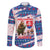 Slovakia Christmas Family Matching Short Sleeve Bodycon Dress and Hawaiian Shirt with Bear Holding Tree Gingerbread Cookies and Red Blue Snowflake Pattern Design - Wonder Print Shop