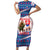 Slovakia Christmas Family Matching Short Sleeve Bodycon Dress and Hawaiian Shirt with Bear Holding Tree Gingerbread Cookies and Red Blue Snowflake Pattern Design - Wonder Print Shop
