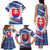 Slovakia Christmas Family Matching Tank Maxi Dress and Hawaiian Shirt with Bear Holding Tree Gingerbread Cookies and Red Blue Snowflake Pattern Design - Wonder Print Shop