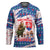 Slovakia Christmas Hockey Jersey with Bear Holding Tree Gingerbread Cookies and Red Blue Snowflake Pattern Design - Wonder Print Shop