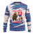 Slovakia Christmas Ugly Christmas Sweater with Bear Holding Tree Gingerbread Cookies and Red Blue Snowflake Pattern Design - Wonder Print Shop