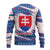 Slovakia Christmas Ugly Christmas Sweater with Bear Holding Tree Gingerbread Cookies and Red Blue Snowflake Pattern Design - Wonder Print Shop
