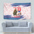 Slovakia Christmas Tapestry with Bear Holding Tree Gingerbread Cookies and Red Blue Snowflake Pattern Design - Wonder Print Shop