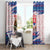 Slovakia Christmas Window Curtain with Bear Holding Tree Gingerbread Cookies and Red Blue Snowflake Pattern Design - Wonder Print Shop