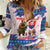 Slovakia Christmas Women Casual Shirt with Bear Holding Tree Gingerbread Cookies and Red Blue Snowflake Pattern Design - Wonder Print Shop