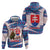 Slovakia Christmas Zip Hoodie with Bear Holding Tree Gingerbread Cookies and Red Blue Snowflake Pattern Design - Wonder Print Shop