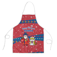 Korea Christmas Apron with Santa in Hanbok Tiger Character and Traditional Mask Pattern Design - Wonder Print Shop