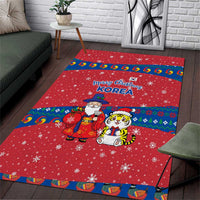 Korea Christmas Area Rug with Santa in Hanbok Tiger Character and Traditional Mask Pattern Design - Wonder Print Shop