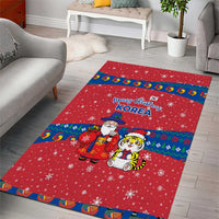 Korea Christmas Area Rug with Santa in Hanbok Tiger Character and Traditional Mask Pattern Design - Wonder Print Shop