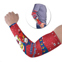 Korea Christmas Arm Sleeves with Santa in Hanbok Tiger Character and Traditional Mask Pattern Design - Wonder Print Shop