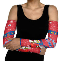 Korea Christmas Arm Sleeves with Santa in Hanbok Tiger Character and Traditional Mask Pattern Design - Wonder Print Shop