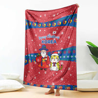 Korea Christmas Blanket with Santa in Hanbok Tiger Character and Traditional Mask Pattern Design - Wonder Print Shop