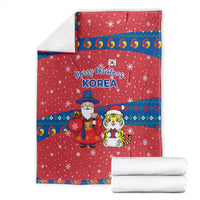 Korea Christmas Blanket with Santa in Hanbok Tiger Character and Traditional Mask Pattern Design - Wonder Print Shop