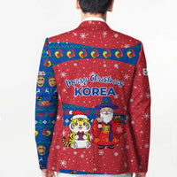 Korea Christmas Blazer with Santa in Hanbok Tiger Character and Traditional Mask Pattern Design - Wonder Print Shop