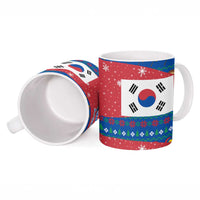 Korea Christmas Ceramic Mug with Santa in Hanbok Tiger Character and Traditional Mask Pattern Design - Wonder Print Shop