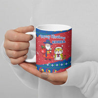 Korea Christmas Ceramic Mug with Santa in Hanbok Tiger Character and Traditional Mask Pattern Design - Wonder Print Shop
