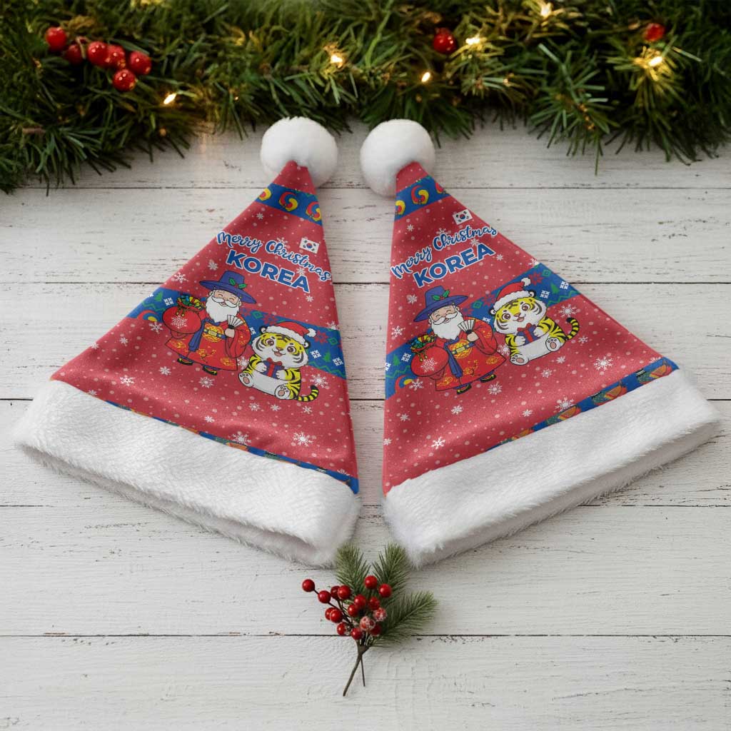 Korea Christmas Santa Hat with Santa in Hanbok Tiger Character and Traditional Mask Pattern Design - Wonder Print Shop