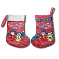Korea Christmas Stocking with Santa in Hanbok Tiger Character and Traditional Mask Pattern Design - Wonder Print Shop