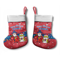 Korea Christmas Stocking with Santa in Hanbok Tiger Character and Traditional Mask Pattern Design - Wonder Print Shop
