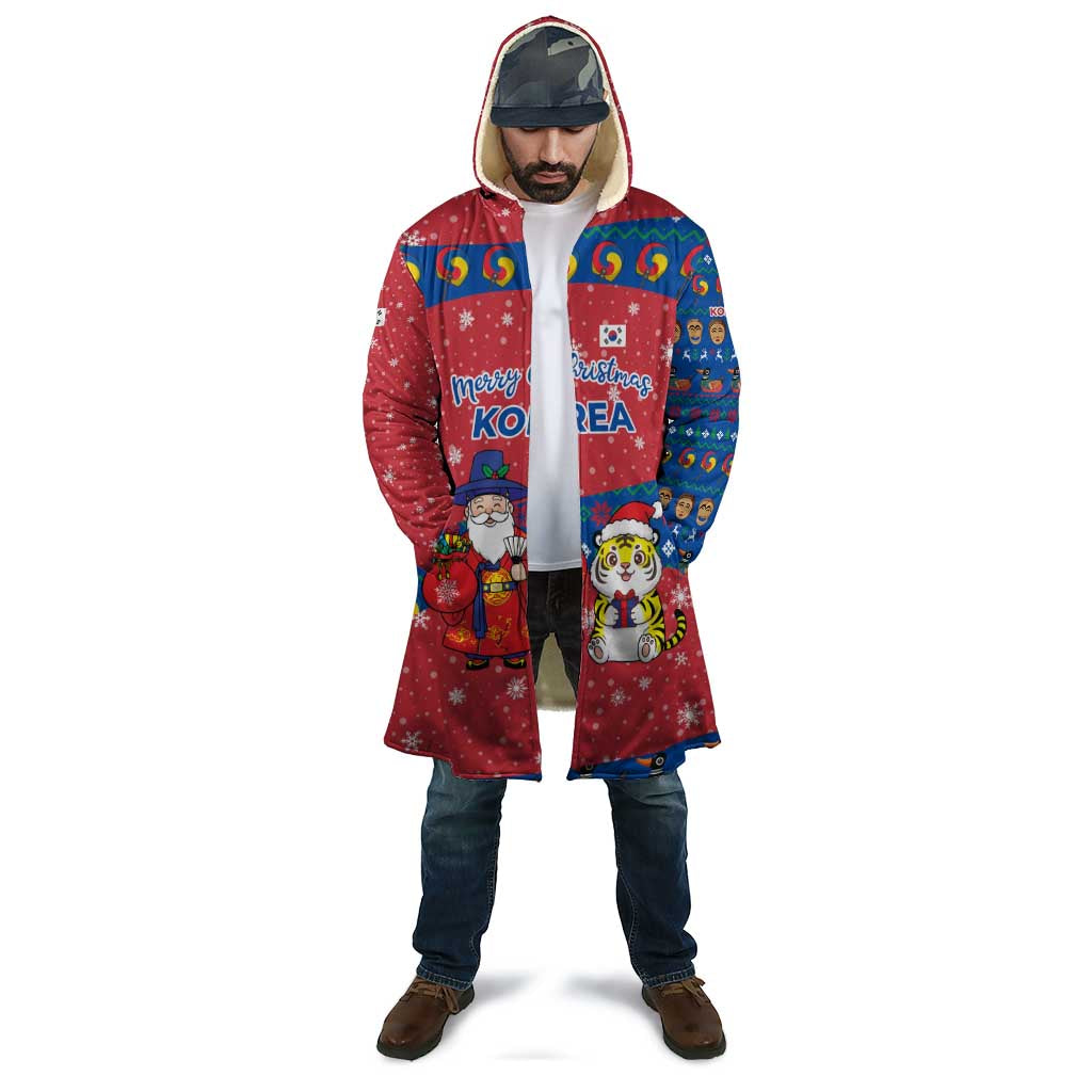 Korea Christmas Cloak with Santa in Hanbok Tiger Character and Traditional Mask Pattern Design - Wonder Print Shop