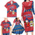 Korea Christmas Family Matching Long Sleeve Bodycon Dress and Hawaiian Shirt with Santa in Hanbok Tiger Character and Traditional Mask Pattern Design - Wonder Print Shop