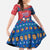 Korea Christmas Family Matching Off The Shoulder Long Sleeve Dress and Hawaiian Shirt with Santa in Hanbok Tiger Character and Traditional Mask Pattern Design - Wonder Print Shop