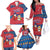 Korea Christmas Family Matching Off The Shoulder Long Sleeve Dress and Hawaiian Shirt with Santa in Hanbok Tiger Character and Traditional Mask Pattern Design - Wonder Print Shop