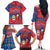 Korea Christmas Family Matching Off The Shoulder Long Sleeve Dress and Hawaiian Shirt with Santa in Hanbok Tiger Character and Traditional Mask Pattern Design - Wonder Print Shop