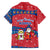 Korea Christmas Family Matching Off The Shoulder Long Sleeve Dress and Hawaiian Shirt with Santa in Hanbok Tiger Character and Traditional Mask Pattern Design - Wonder Print Shop