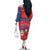 Korea Christmas Family Matching Off The Shoulder Long Sleeve Dress and Hawaiian Shirt with Santa in Hanbok Tiger Character and Traditional Mask Pattern Design - Wonder Print Shop