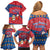 Korea Christmas Family Matching Off Shoulder Short Dress and Hawaiian Shirt with Santa in Hanbok Tiger Character and Traditional Mask Pattern Design - Wonder Print Shop
