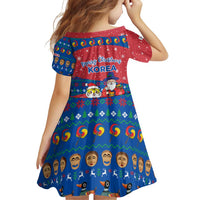 Korea Christmas Family Matching Puletasi and Hawaiian Shirt with Santa in Hanbok Tiger Character and Traditional Mask Pattern Design - Wonder Print Shop