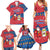 Korea Christmas Family Matching Summer Maxi Dress and Hawaiian Shirt with Santa in Hanbok Tiger Character and Traditional Mask Pattern Design - Wonder Print Shop