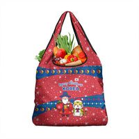 Korea Christmas Grocery Bag with Santa in Hanbok Tiger Character and Traditional Mask Pattern Design - Wonder Print Shop