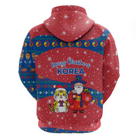 Korea Christmas Hoodie with Santa in Hanbok Tiger Character and Traditional Mask Pattern Design - Wonder Print Shop